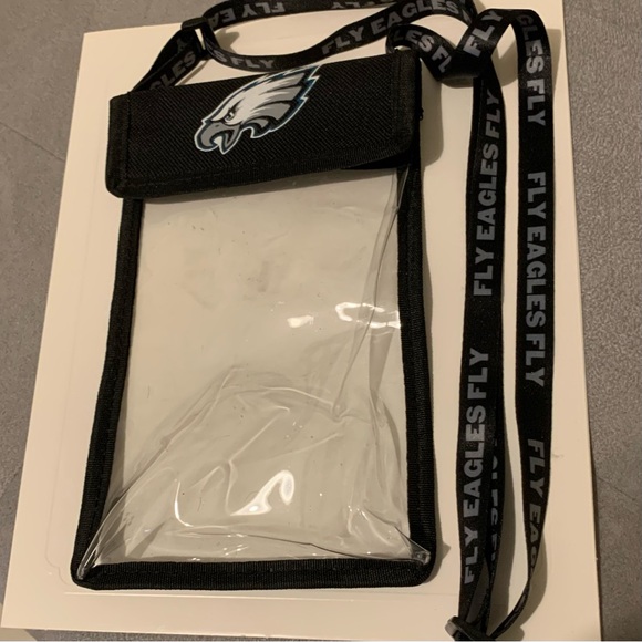 VINTAGE CLEAR NFL PHILADELPHIA EAGLES
STADIUM LOGO EAGLES 
STRAP BAG NECK - Picture 11 of 13